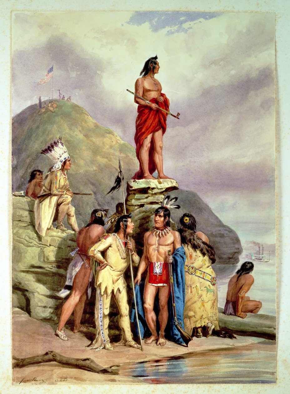 Indiánok csoportja a folyóparton, 1854 alkotó: Friedrich Kurz