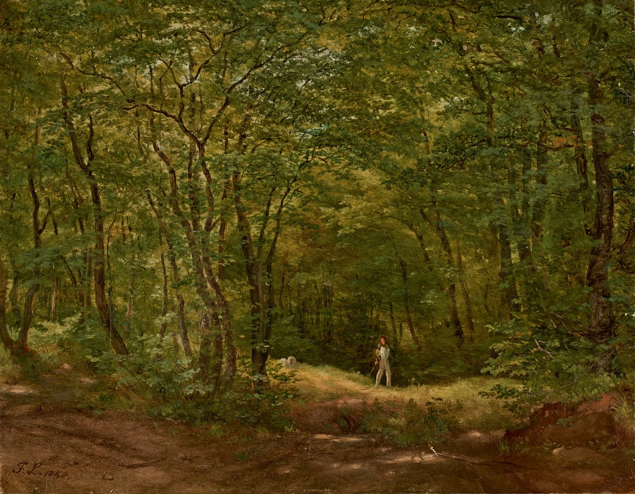 Sétálók erdei tájban alkotó: Friedrich Loos