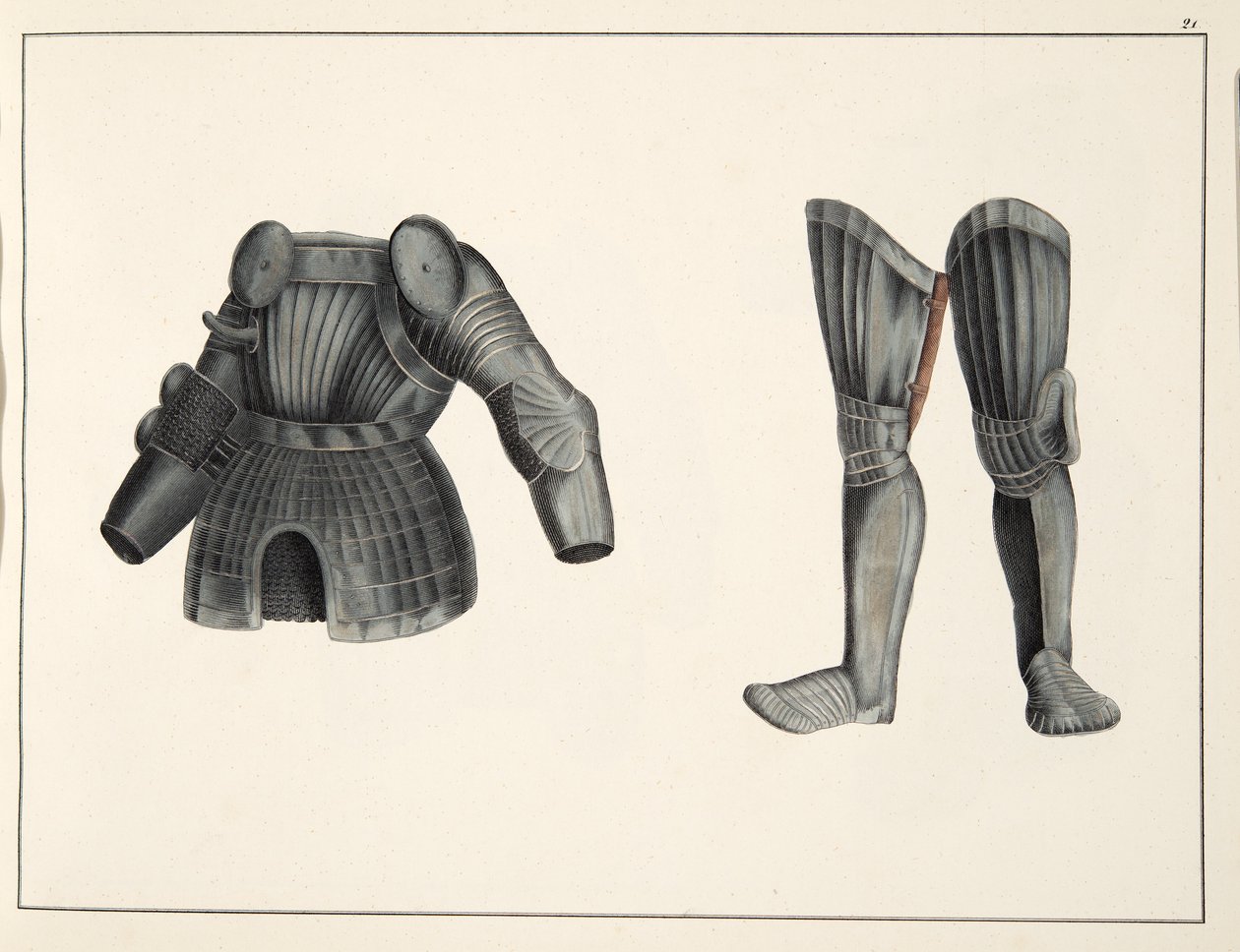 Páncél, lemez A lovagság fejlődésének és szokásainak történetéből, Dr. Franz Kottenkamp, kiadó: Carl Hoffmann, 1842 alkotó: Friedrich Martin von Reibisch