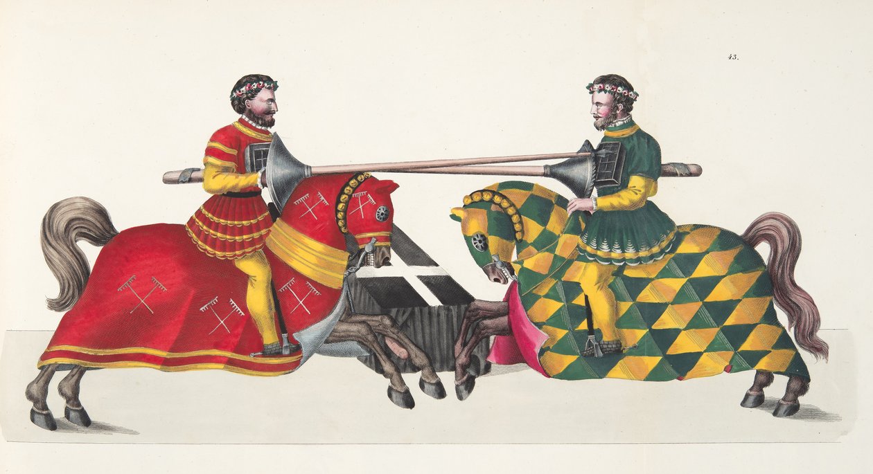 Két lovag egy versenyen, tányér a lovagság fejlődésének és szokásainak történetéből, Dr. Franz Kottenkamp, Carl Hoffmann, 1842 alkotó: Friedrich Martin von Reibisch