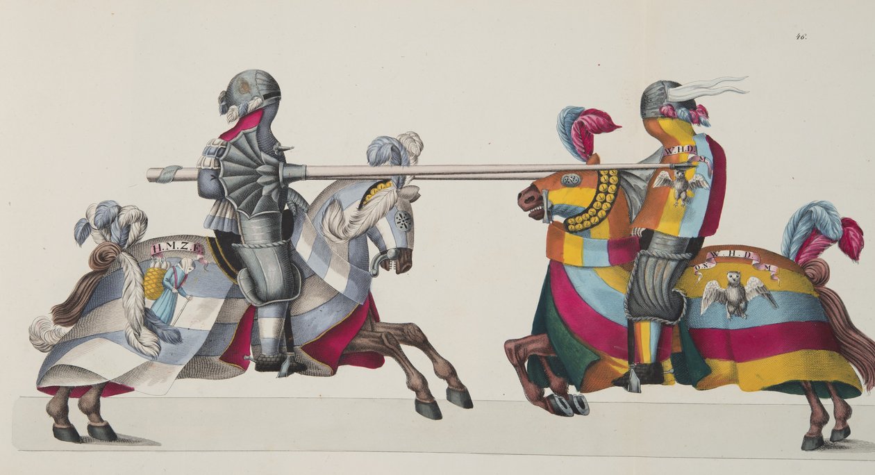 Két lovag egy versenyen, tányér a lovagság fejlődésének és szokásainak történetéből, Dr. Franz Kottenkamp, Carl Hoffmann, 1842 alkotó: Friedrich Martin von Reibisch