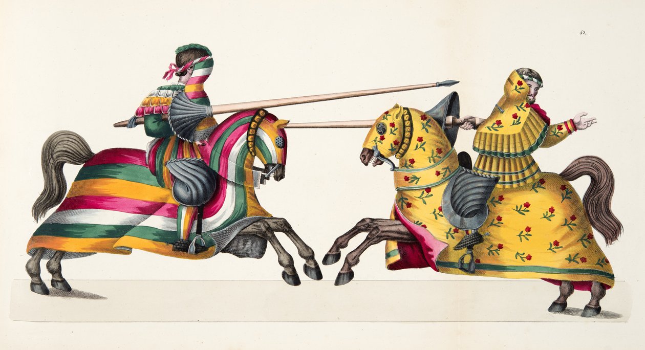 Két lovag egy versenyen, tányér a lovagság fejlődésének és szokásainak történetéből, Dr. Franz Kottenkamp, Carl Hoffmann, 1842 alkotó: Friedrich Martin von Reibisch