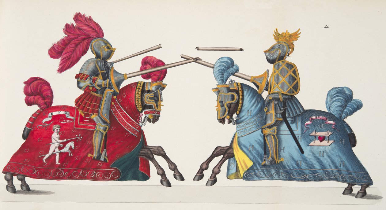 Két lovag egy versenyen, tányér a lovagság fejlődésének és szokásainak történetéből, Dr. Franz Kottenkamp, Carl Hoffmann, 1842 alkotó: Friedrich Martin von Reibisch