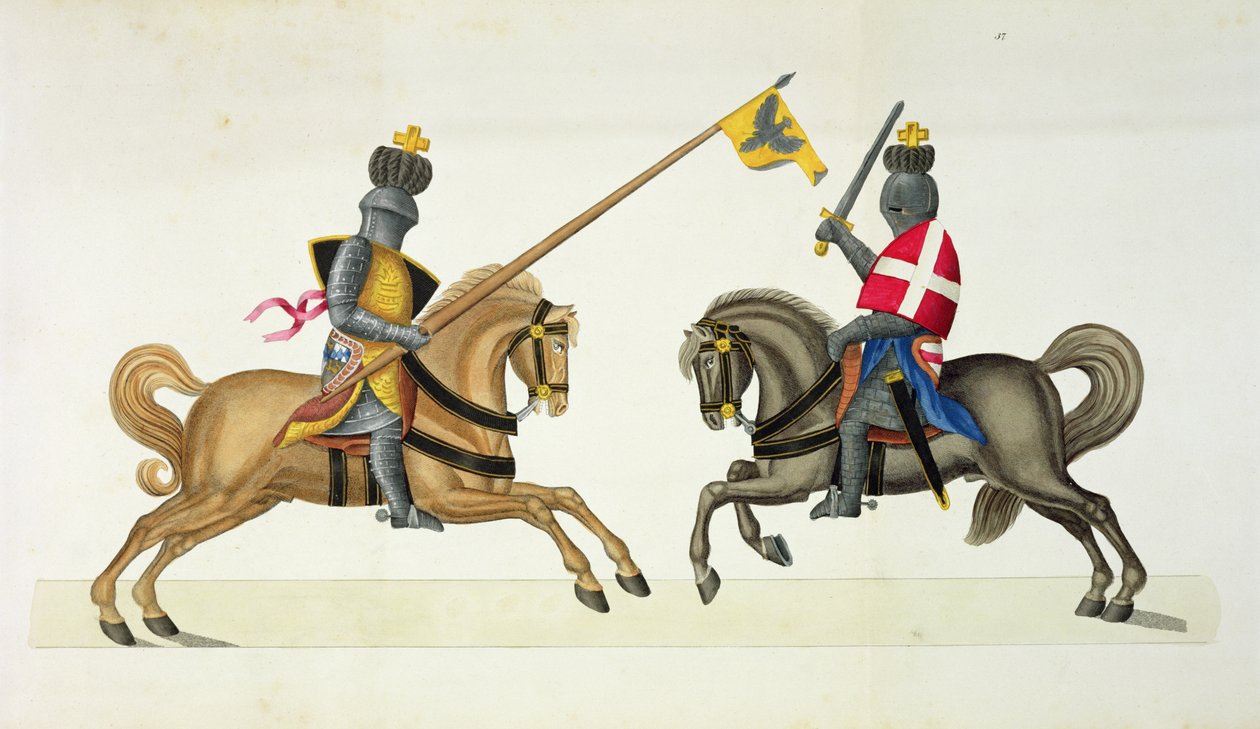 Két lovag egy versenyen, tányér a lovagság fejlődésének és szokásainak történetéből, Dr. Franz Kottenkamp, Carl Hoffmann, 1842 alkotó: Friedrich Martin von Reibisch