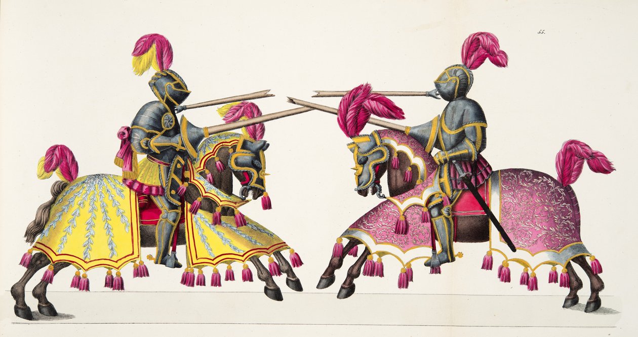 Két lovag egy versenyen, tányér a lovagság fejlődésének és szokásainak történetéből, Dr. Franz Kottenkamp, Carl Hoffmann, 1842 alkotó: Friedrich Martin von Reibisch