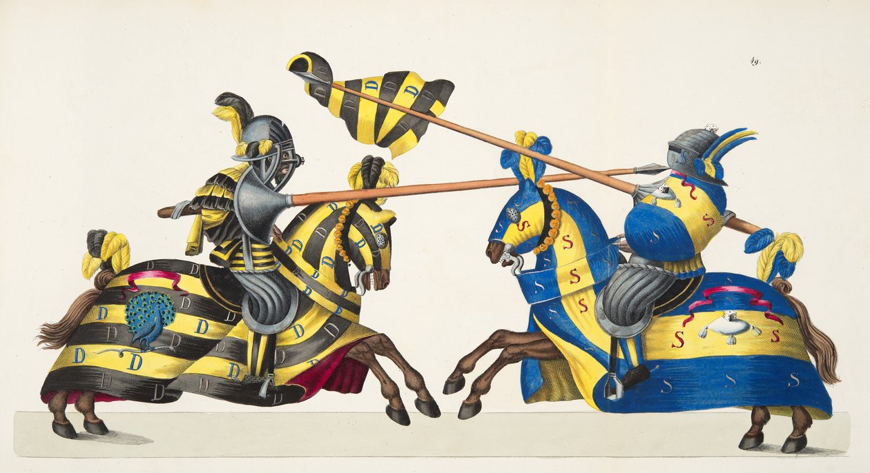 Két lovag egy versenyen, tányér a lovagság fejlődésének és szokásainak történetéből, Dr. Franz Kottenkamp, Carl Hoffmann, 1842 alkotó: Friedrich Martin von Reibisch