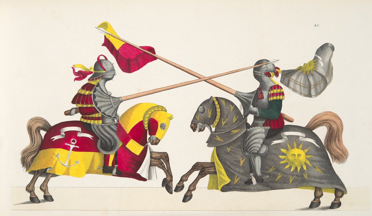 Két lovag egy versenyen, tányér a lovagság fejlődésének és szokásainak történetéből, Dr. Franz Kottenkamp, Carl Hoffmann, 1842 alkotó: Friedrich Martin von Reibisch