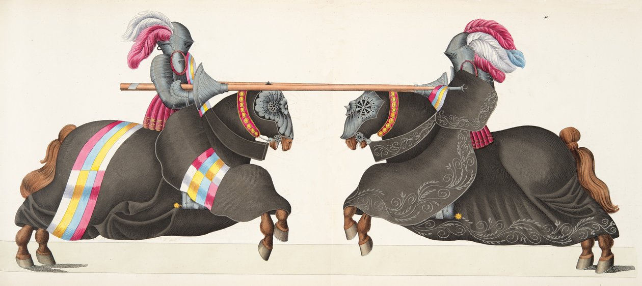 Két lovag egy versenyen, tányér a lovagság fejlődésének és szokásainak történetéből, Dr. Franz Kottenkamp, Carl Hoffmann, 1842 alkotó: Friedrich Martin von Reibisch