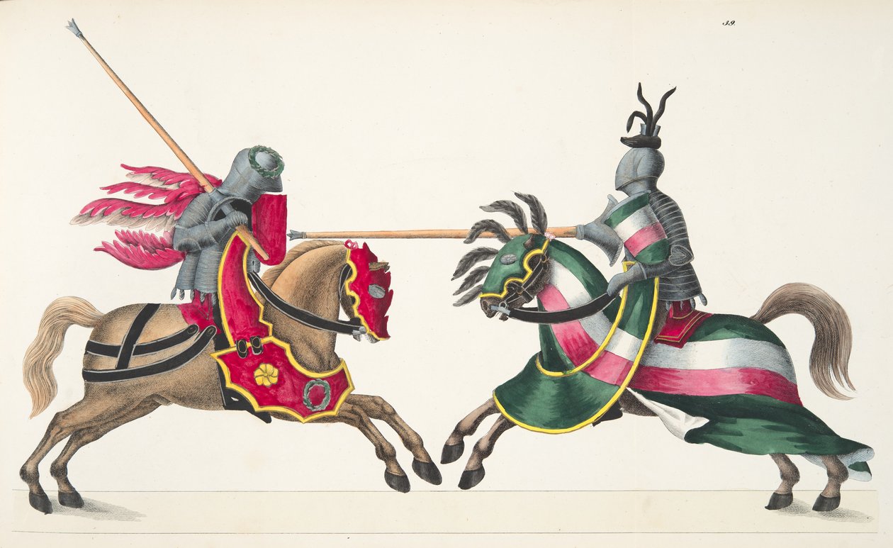 Két lovag egy versenyen, tányér a lovagság fejlődésének és szokásainak történetéből, Dr. Franz Kottenkamp, Carl Hoffmann, 1842 alkotó: Friedrich Martin von Reibisch