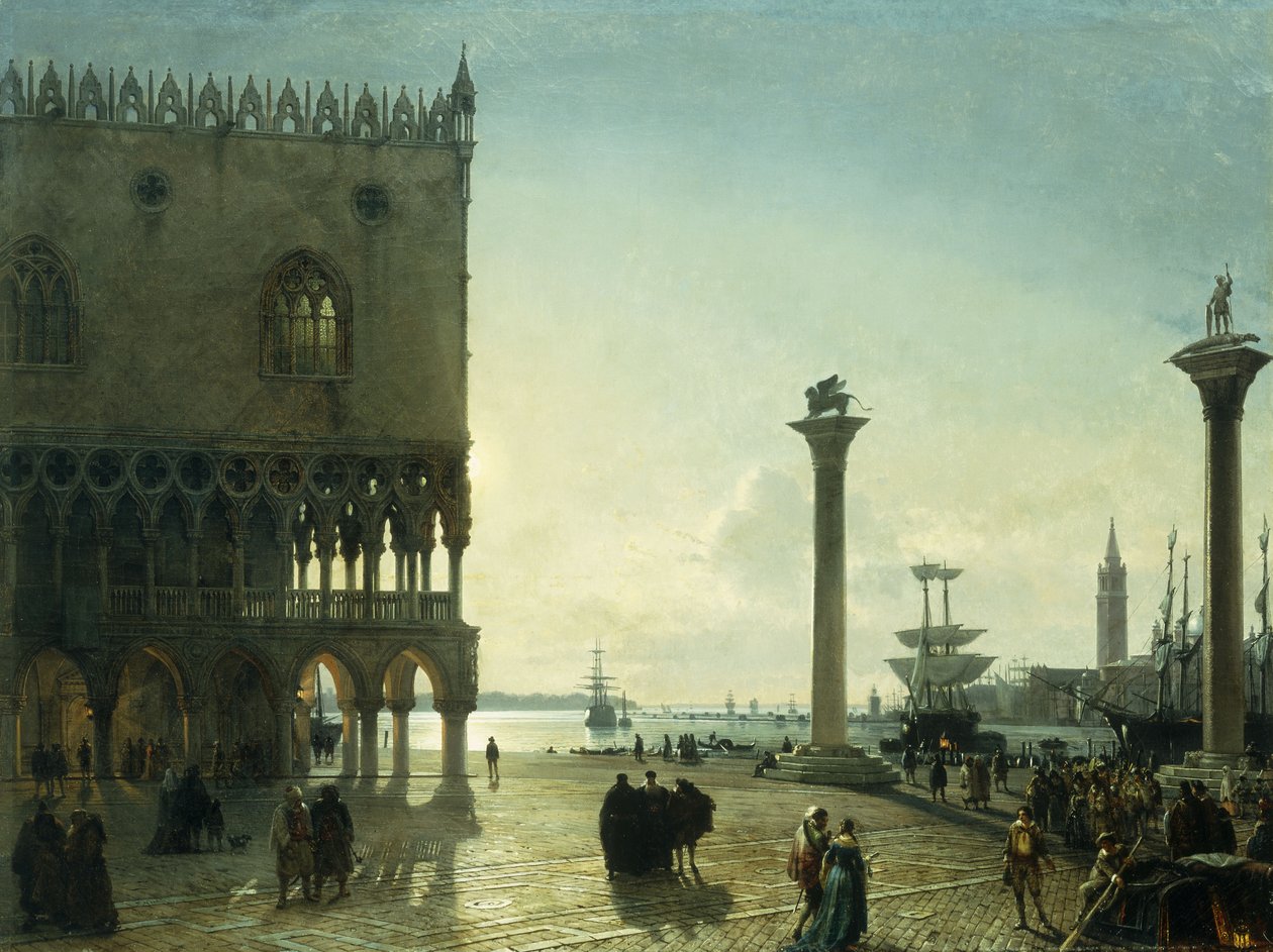Piazza San Marco éjjel, alkotó: Friedrich Nerly