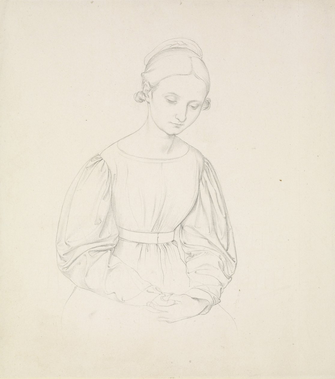 A művész feleségének portréja, Nina, c. 1830 (grafit papíron) alkotó: Friedrich Overbeck