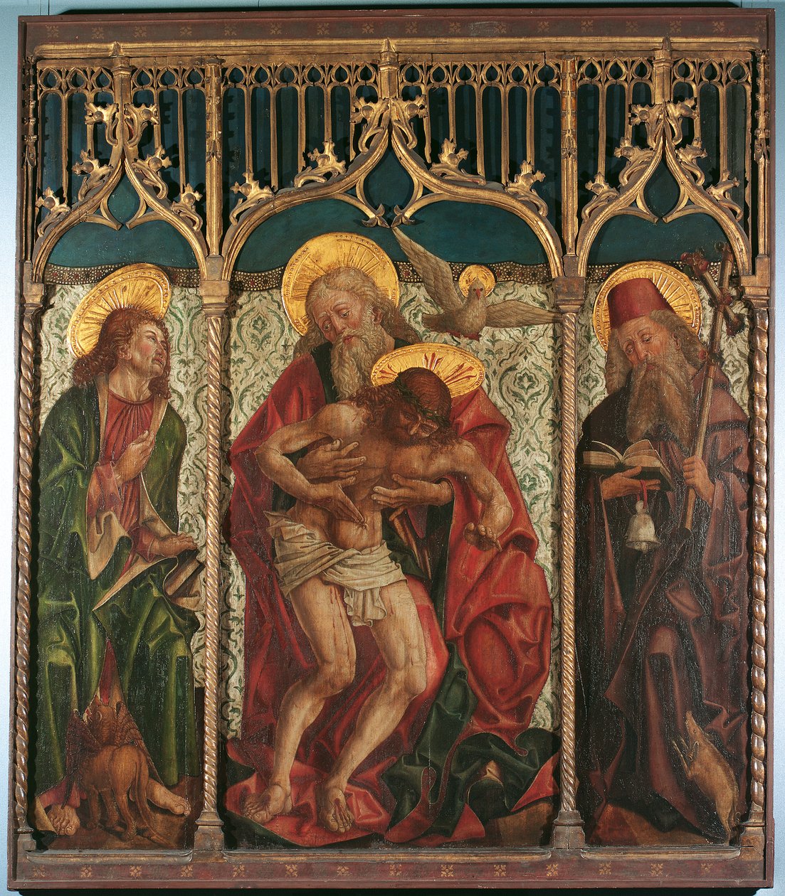 Szentháromság között Szentháromság. Mark és Antony Ermitázs alkotó: Friedrich Pacher