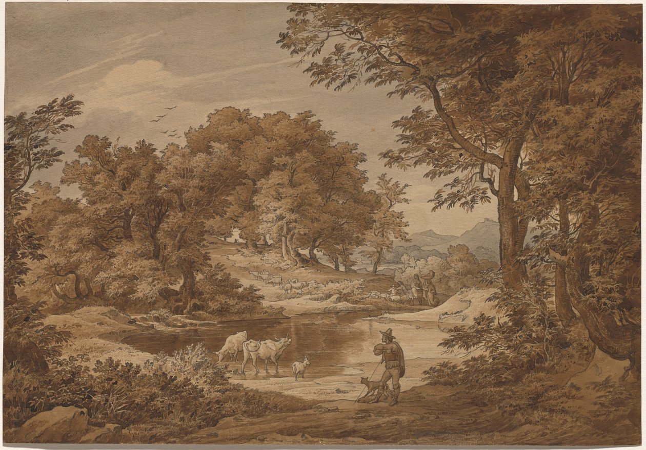 Olasz táj pásztorokkal alkotó: Friedrich Preller the Elder