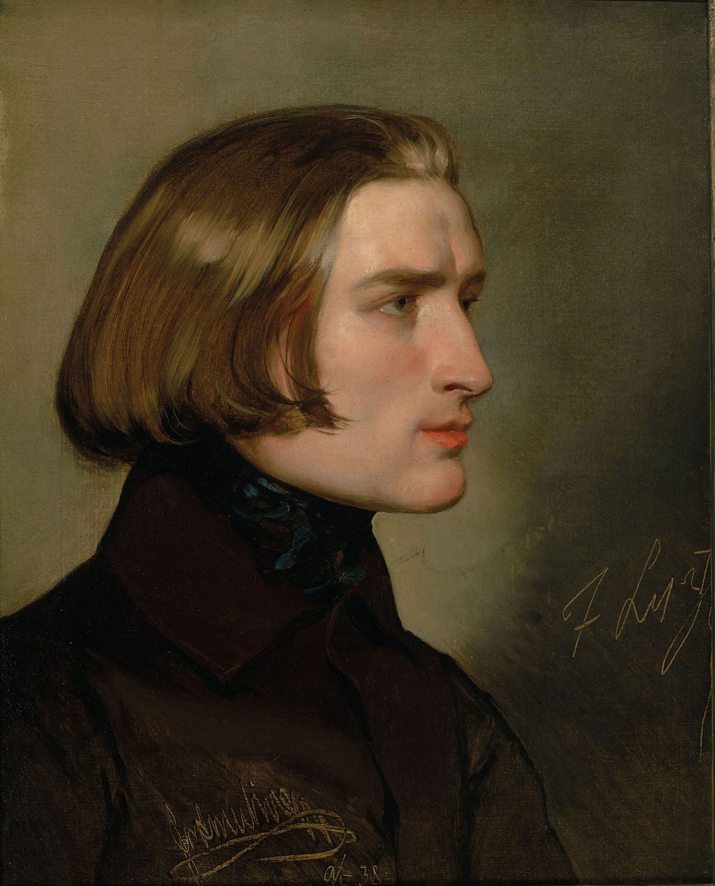 Liszt Ferenc zeneszerző portréja 1811-1886, 1838. alkotó: Friedrich Ritter von Amerling