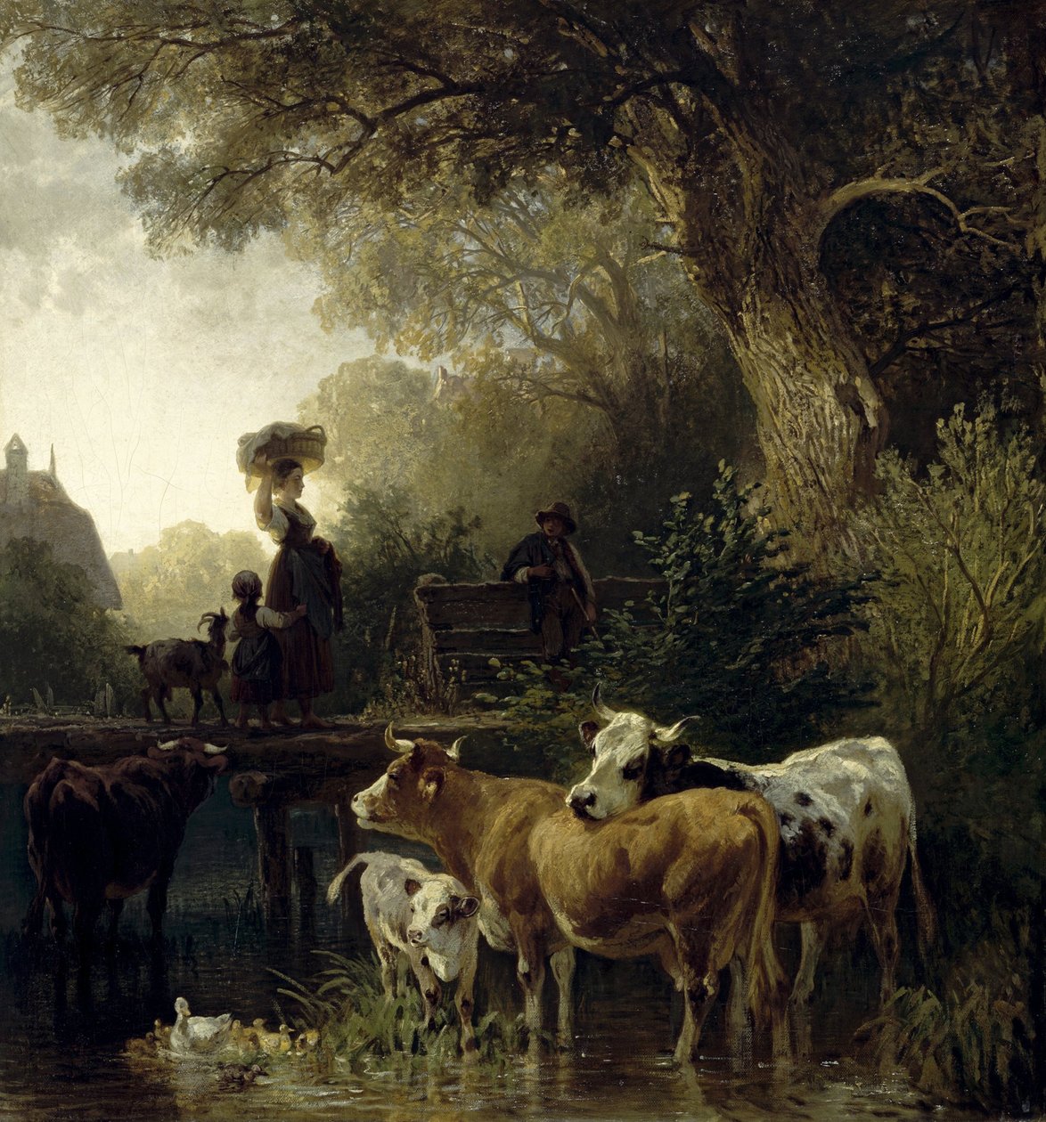 mosónő a pataknál alkotó: Friedrich Voltz