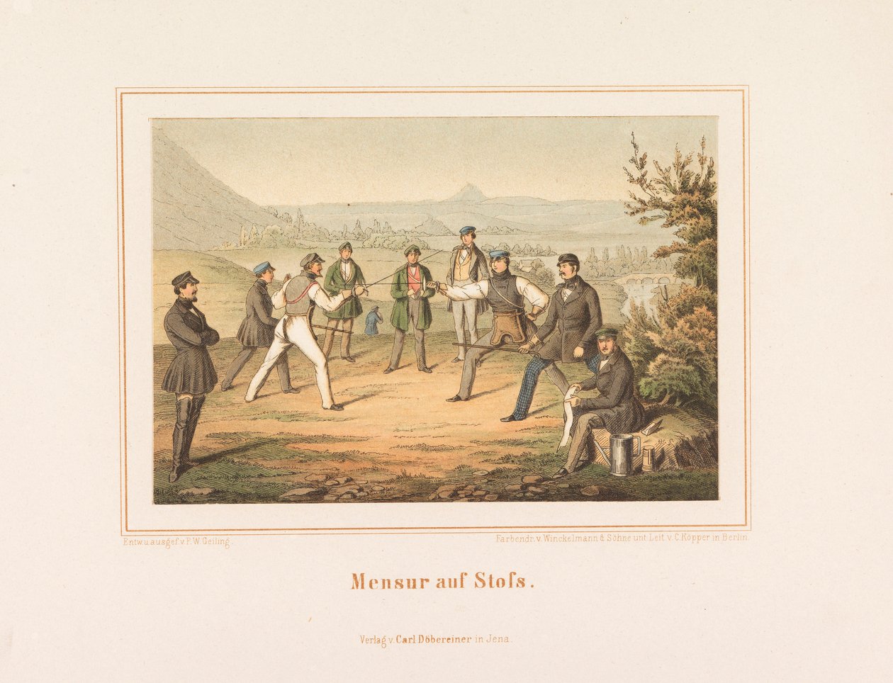 Mensur on Stofs. Képek a német diákéletből, 1865. alkotó: Friedrich Wilhelm Geiling