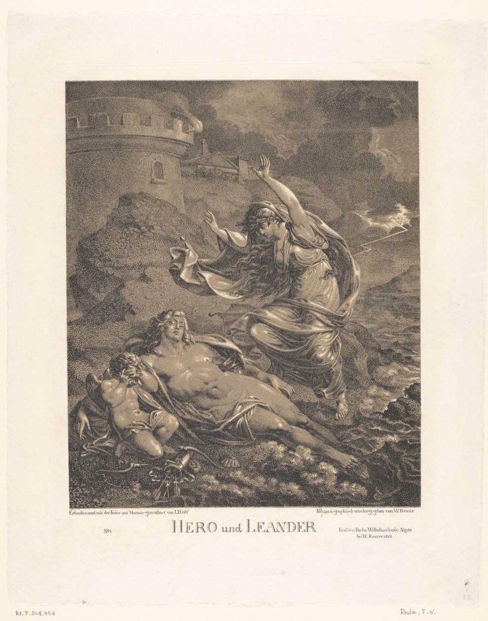 Hero en Leander Hero und Leander (cím a tárgyon) alkotó: Friedrich Wilhelm Reuter