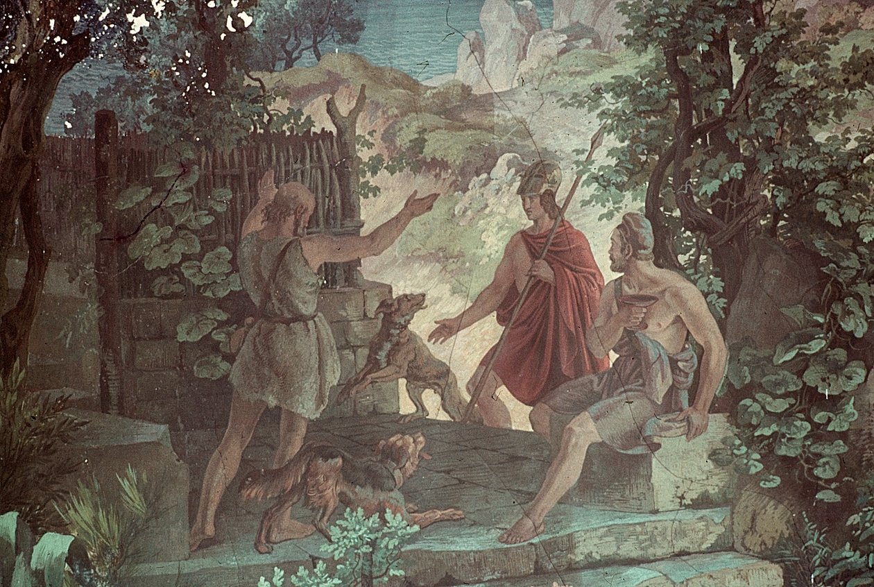 Odüsszeusz a sertéspásztornál Eumaeus, Jelenetek az Odüsszeiából alkotó: Friedrich the Elder Preller