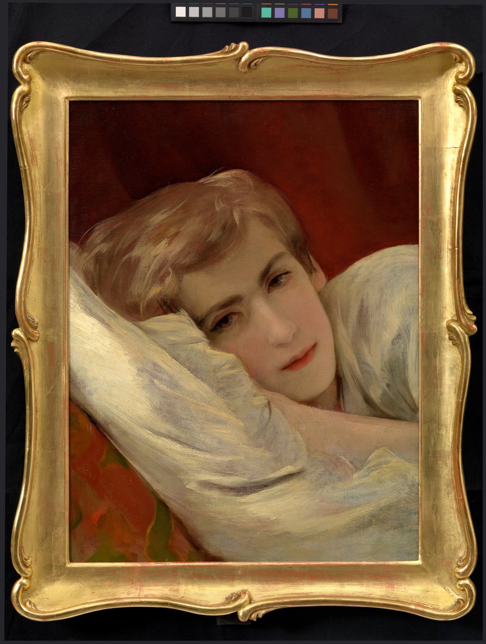 Friedrich (Fritz) Amerling betegágyán (a művész fia) alkotó: Friedrich von Amerling