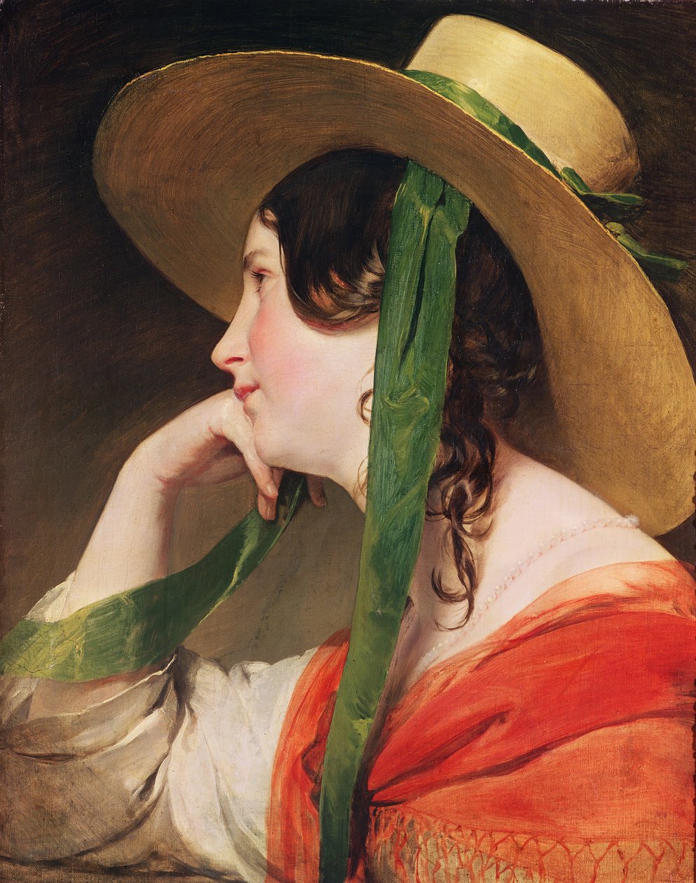 Lány sárga szalmakalapban, alkotó: Friedrich von Amerling