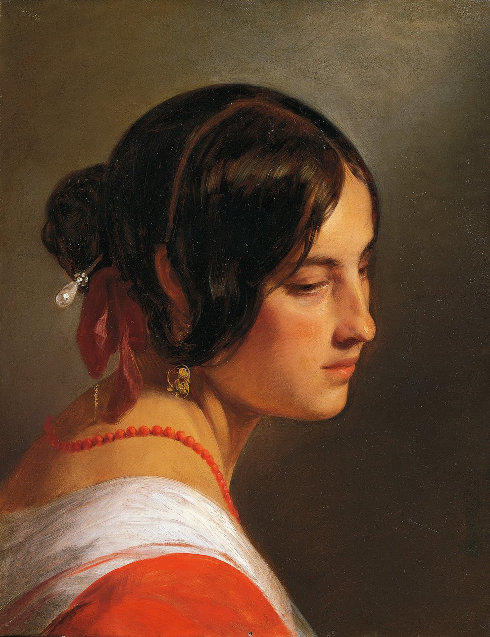 Friedrich von Amerling (1803-1887) női feje, olaj, vászon, 47x37 cm alkotó: Friedrich von Amerling