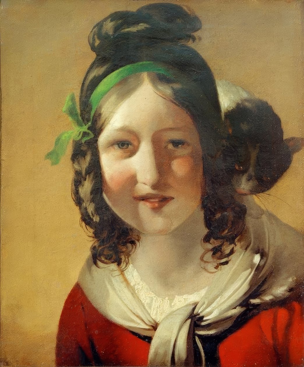 Nevető lány macskával alkotó: Friedrich von Amerling