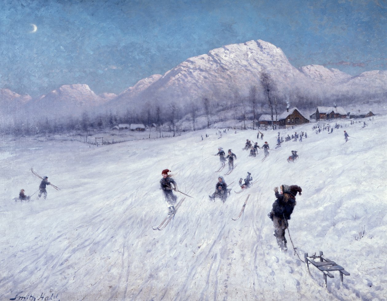 Téli délután Ulriken alatt (Bergen) (olaj, vászon) alkotó: Frithjof Smith Hald