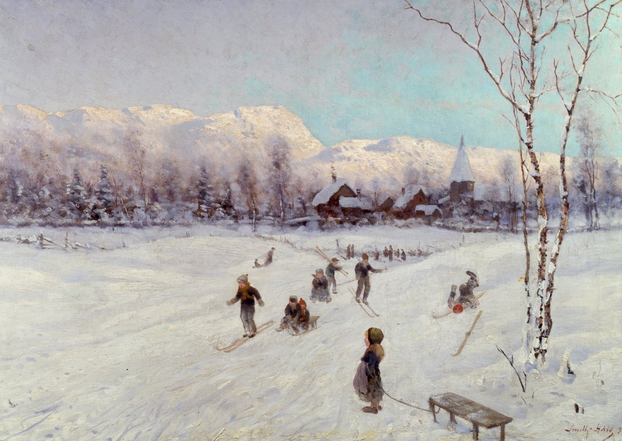 Norvég szánkós jelenet, 1875 alkotó: Frithjof Smith Hald