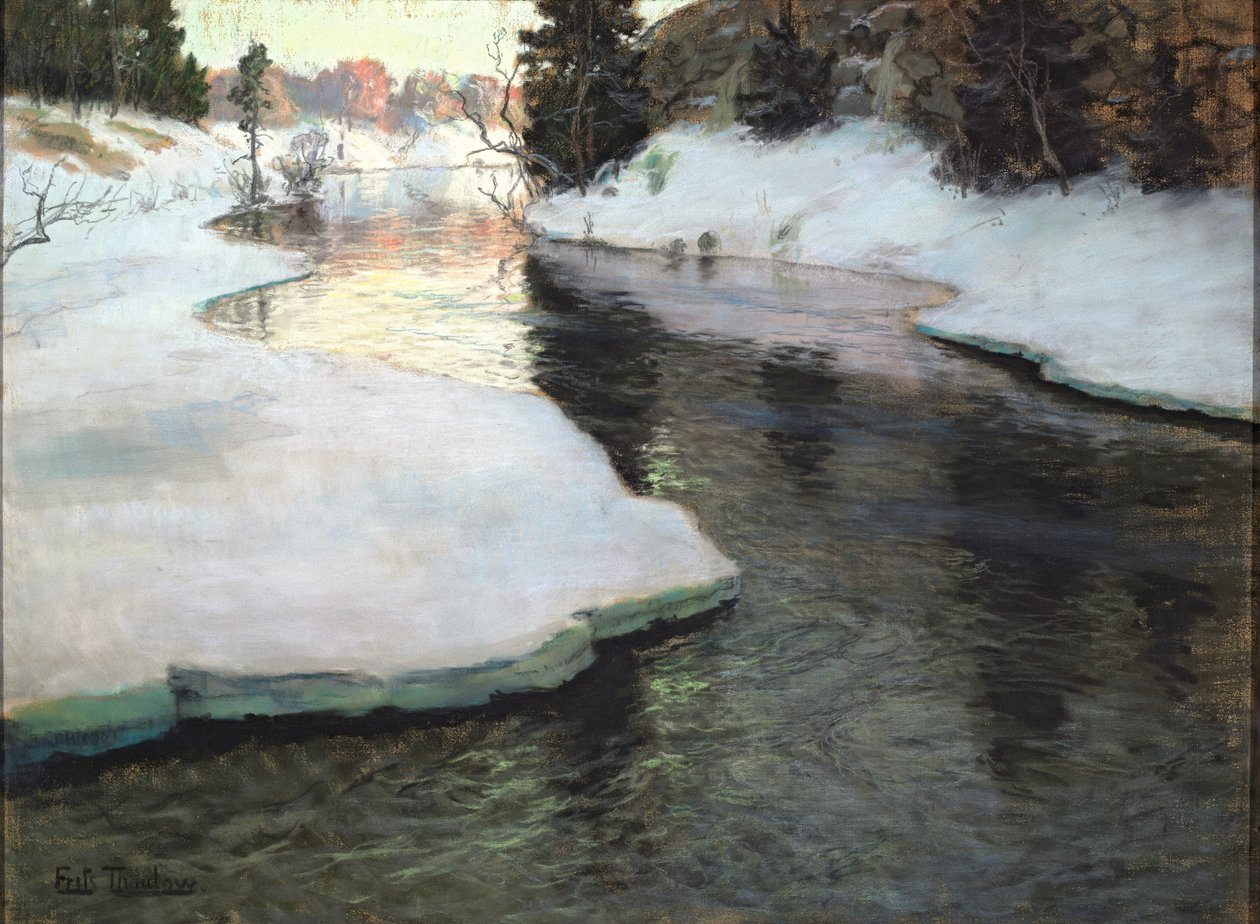 Hegyi patak. Téli alkotó: Frits Thaulow