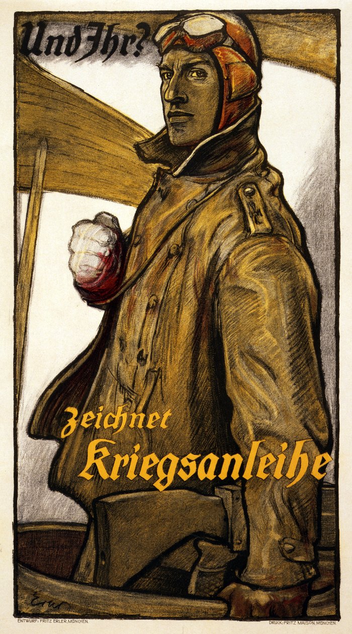 És előfizet a War Loan Printed München, 1918-ra alkotó: Fritz Erler