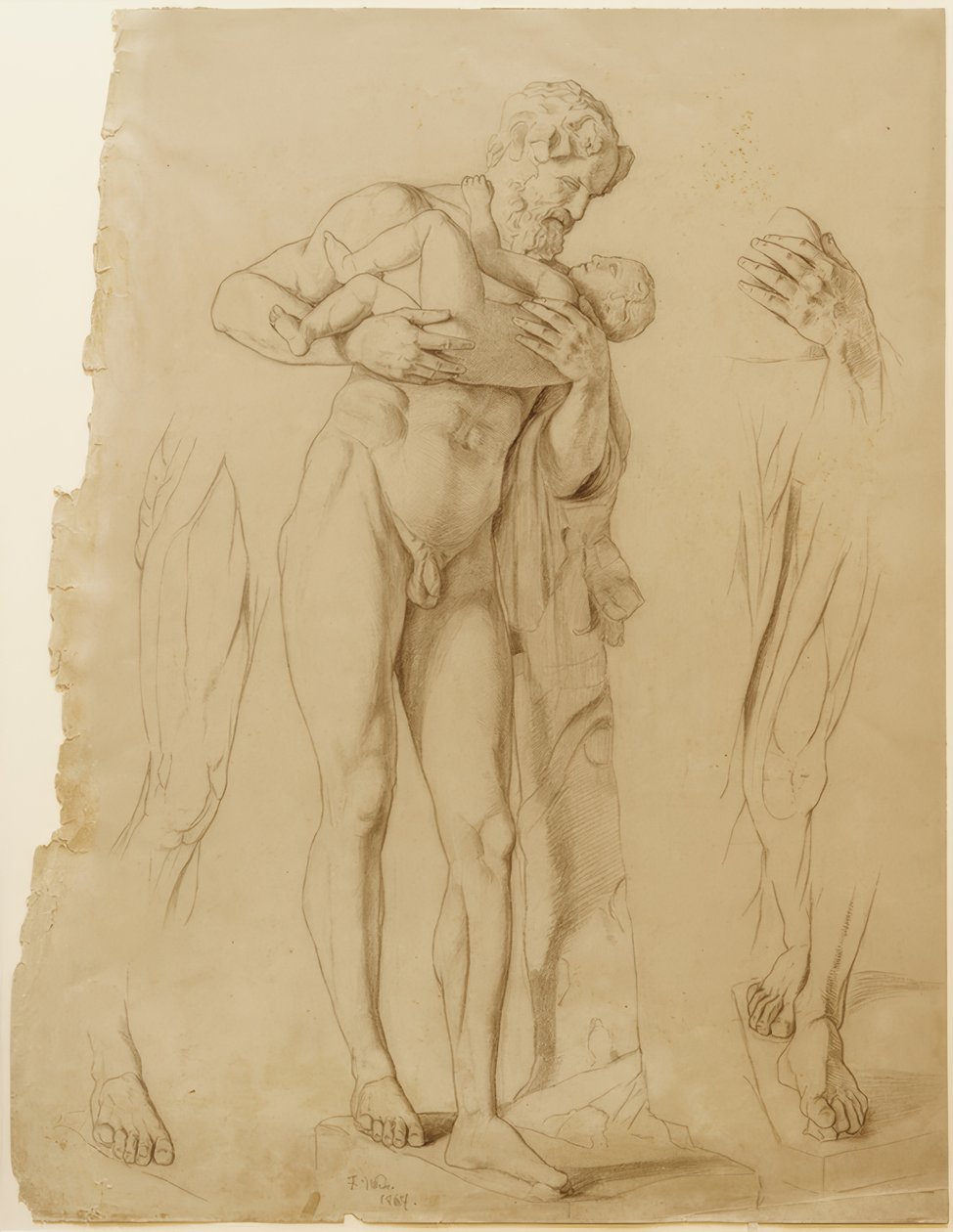 Silenus a Dionüszosz fiúval alkotó: Fritz von Uhde