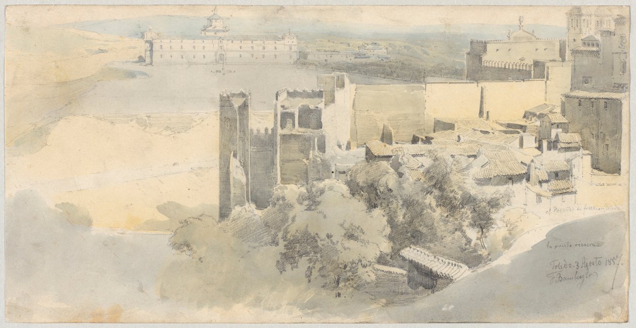 Toledo, kilátással az Alcazarra alkotó: Fritz (Friedrich) Bamberger