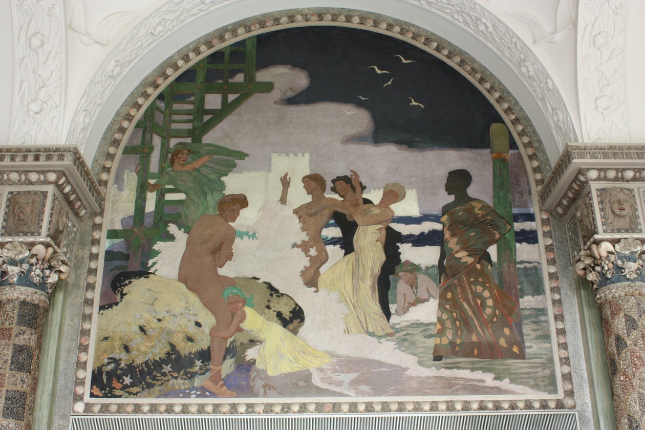 Falfestés a Kurhaus Wiesbaden kagylótermében alkotó: Fritz Erler