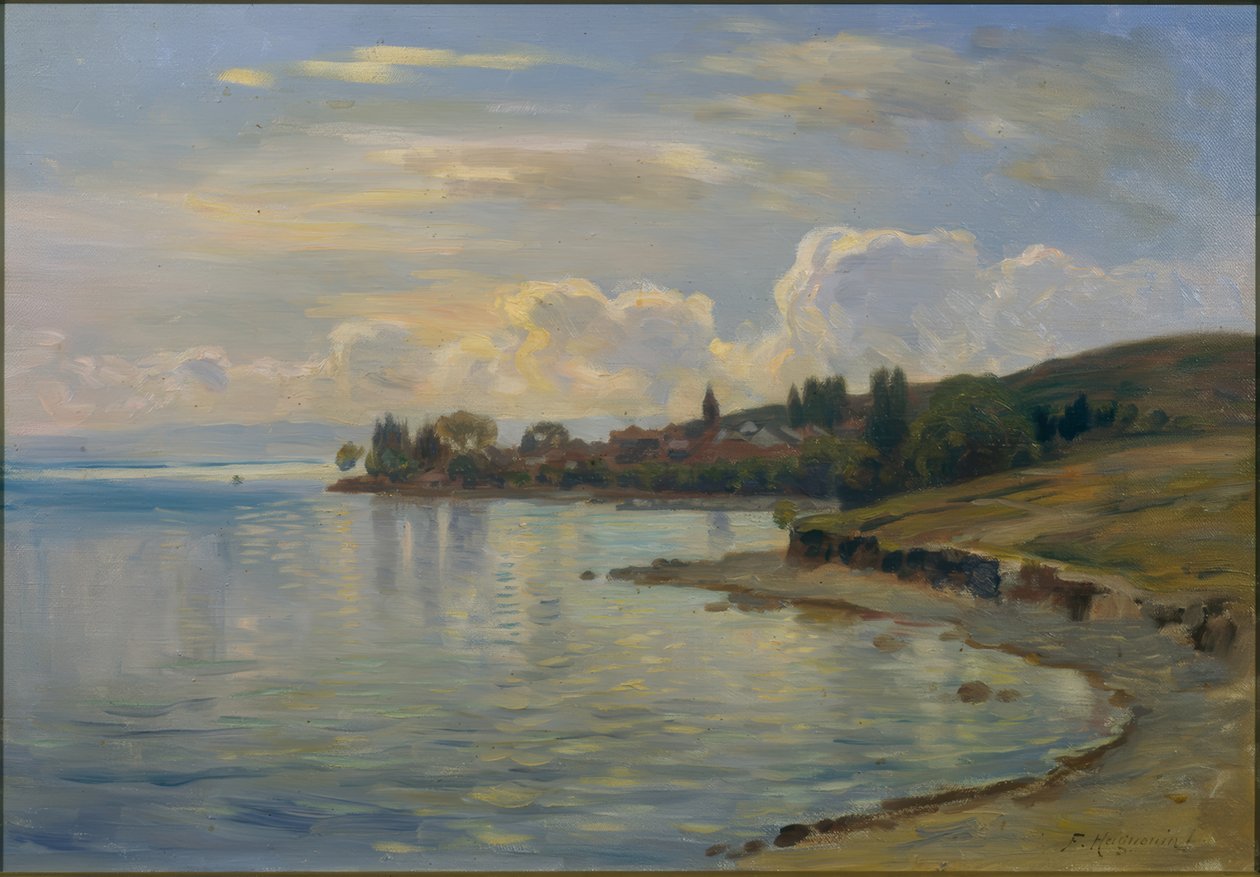 A Genfi-tó tájképe Savoyen partján (franciául: Paysage lémanique de la côte de Savoie) alkotó: Fritz Huguenin-Lassauguette