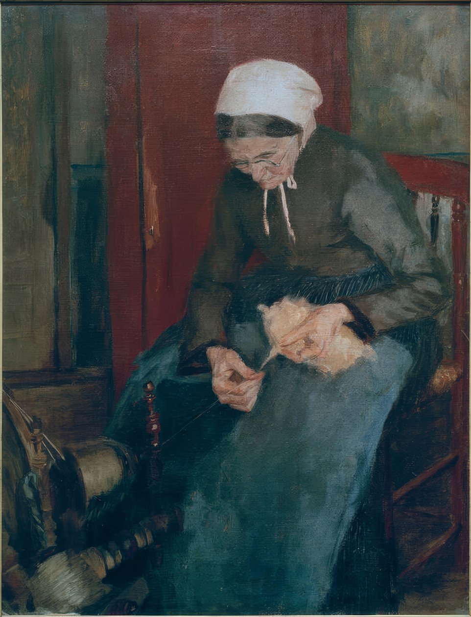 Öreg nő Spinning alkotó: Fritz Mackensen