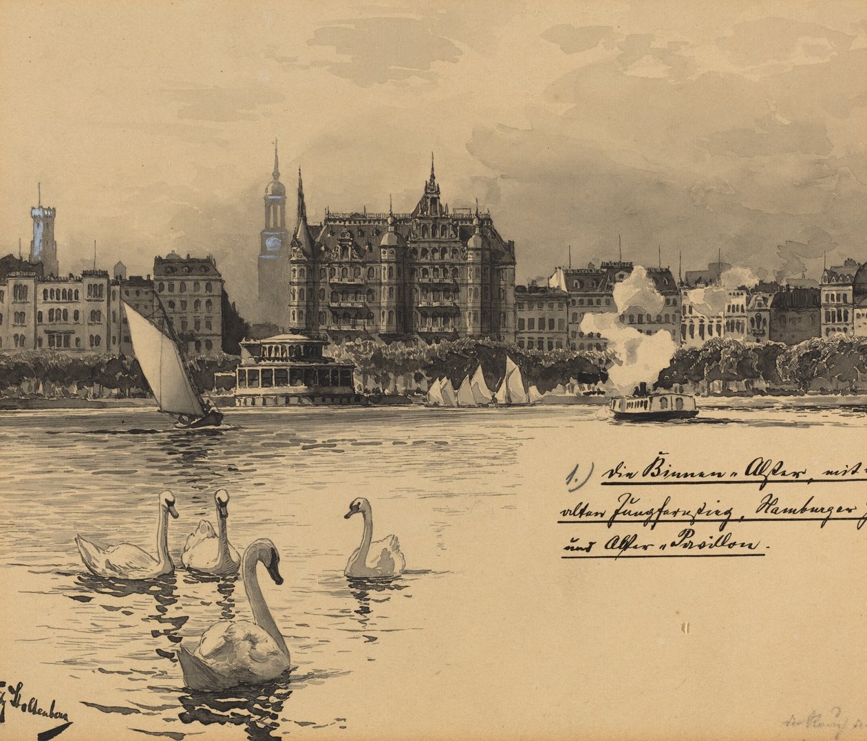 Binnenalster Jungfernstieggel alkotó: Fritz Stoltenberg