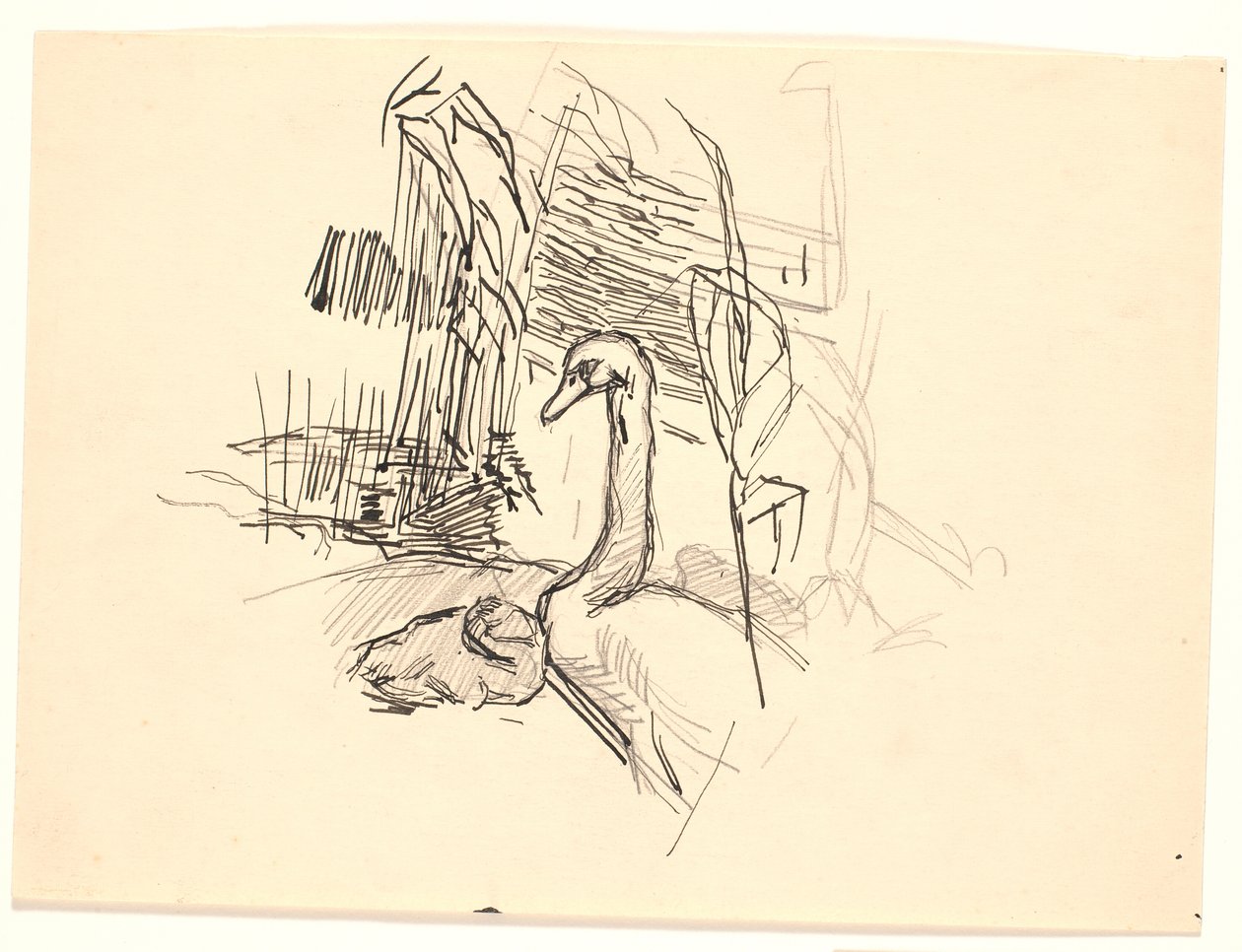 Hattyú kiskacsával alkotó: Fritz Syberg