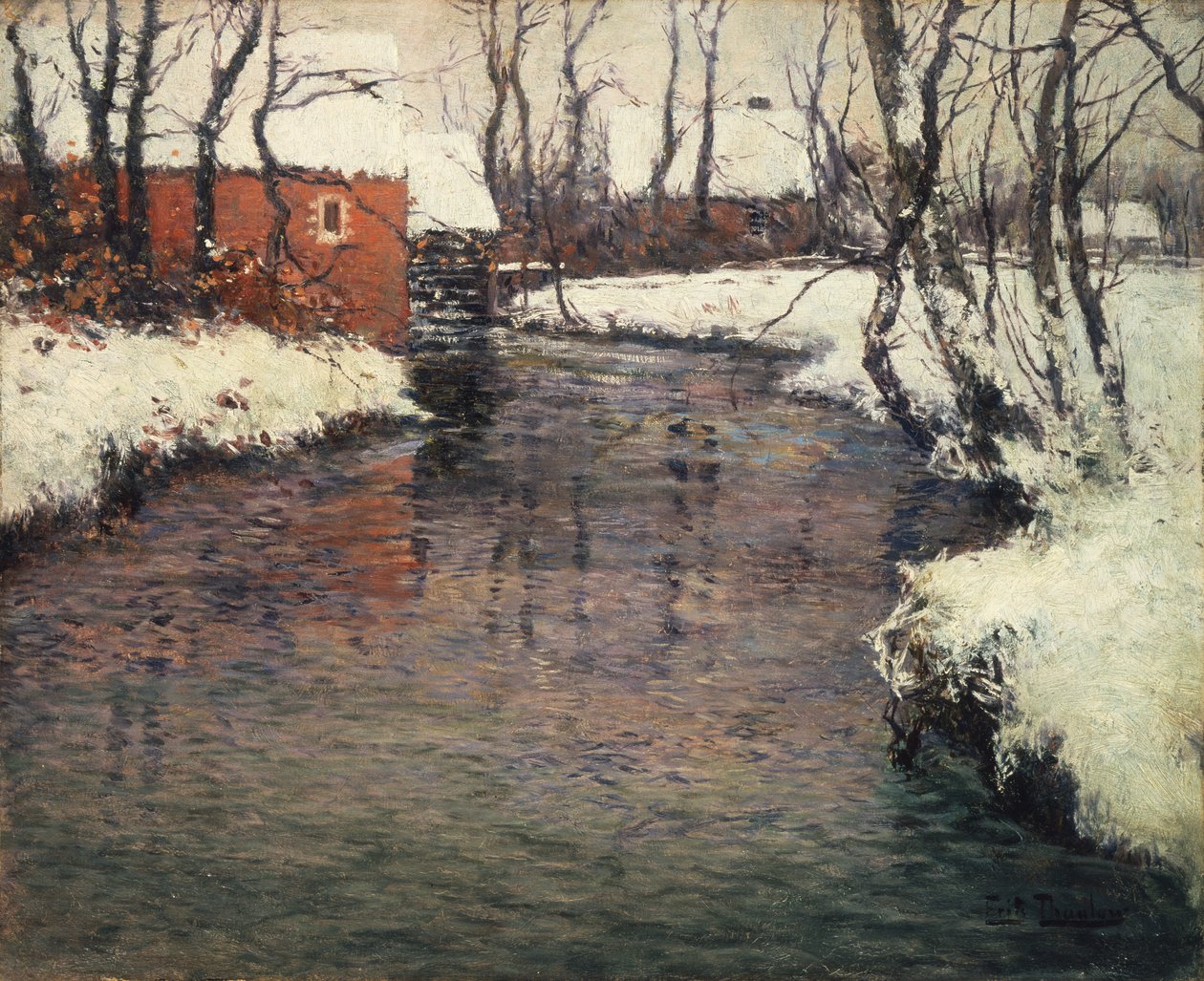 Téli folyó táj (olaj, vászon) alkotó: Fritz Thaulow
