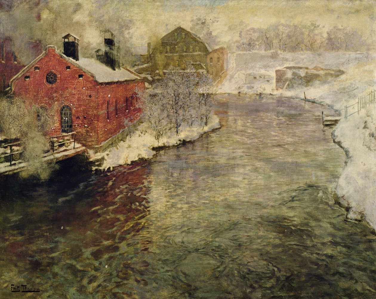 Gyárak az Akers folyó mellett (Kristiania/Oslo) alkotó: Fritz Thaulow