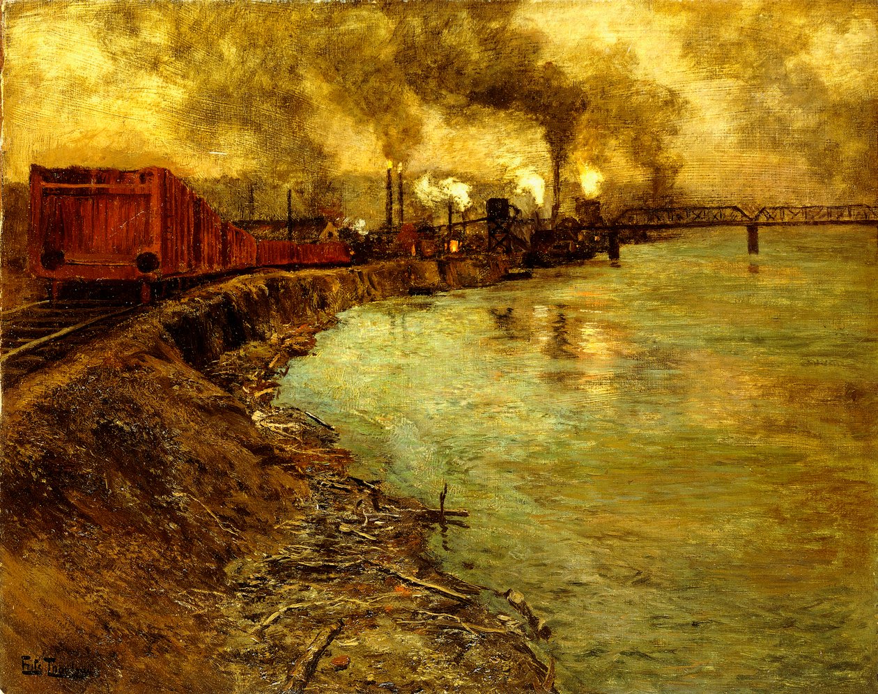 Tehervonat, alkonyat, alkotó: Frits Thaulow
