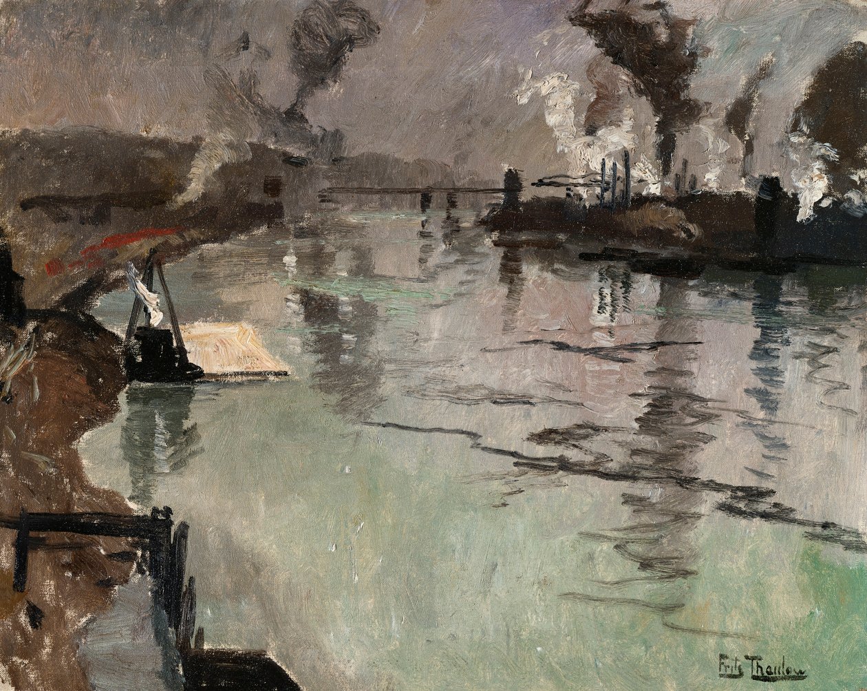 Füstkémények a folyó mentén alkotó: Frits Thaulow