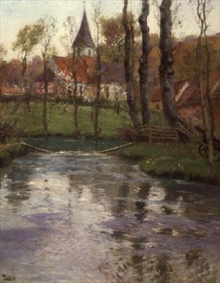 A folyóparti régi templom alkotó: Fritz Thaulow