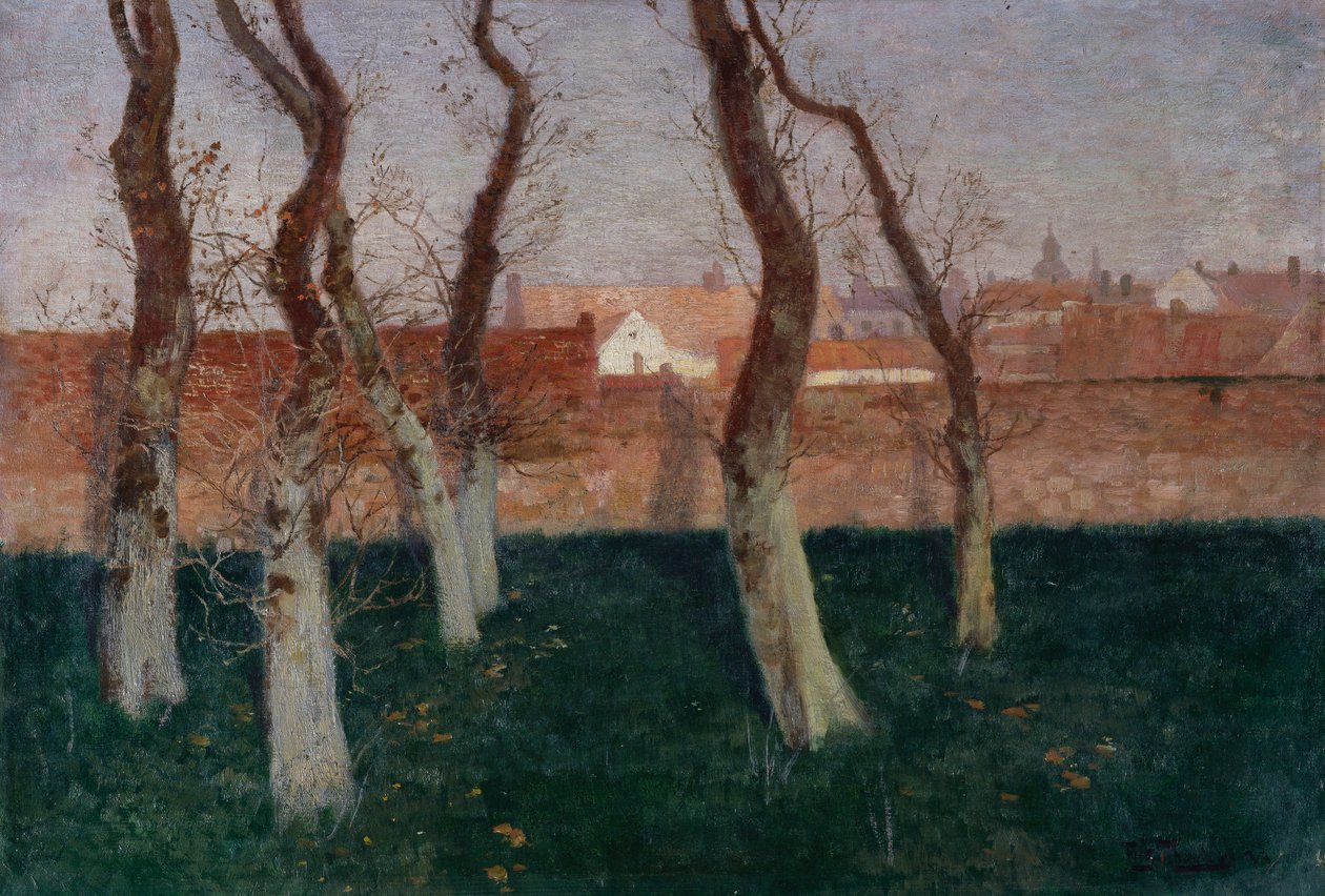 A fallal körülvett kert, 1893 alkotó: Frits Thaulow