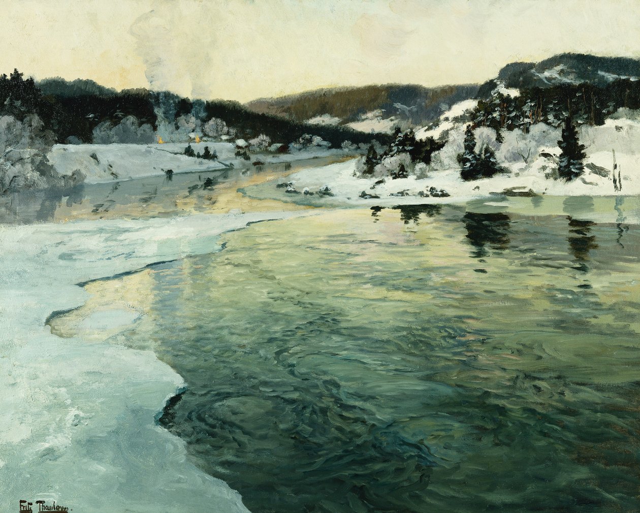 Tél a Mesna folyón Lillehammer közelében, kb. 1905-06 alkotó: Frits Thaulow