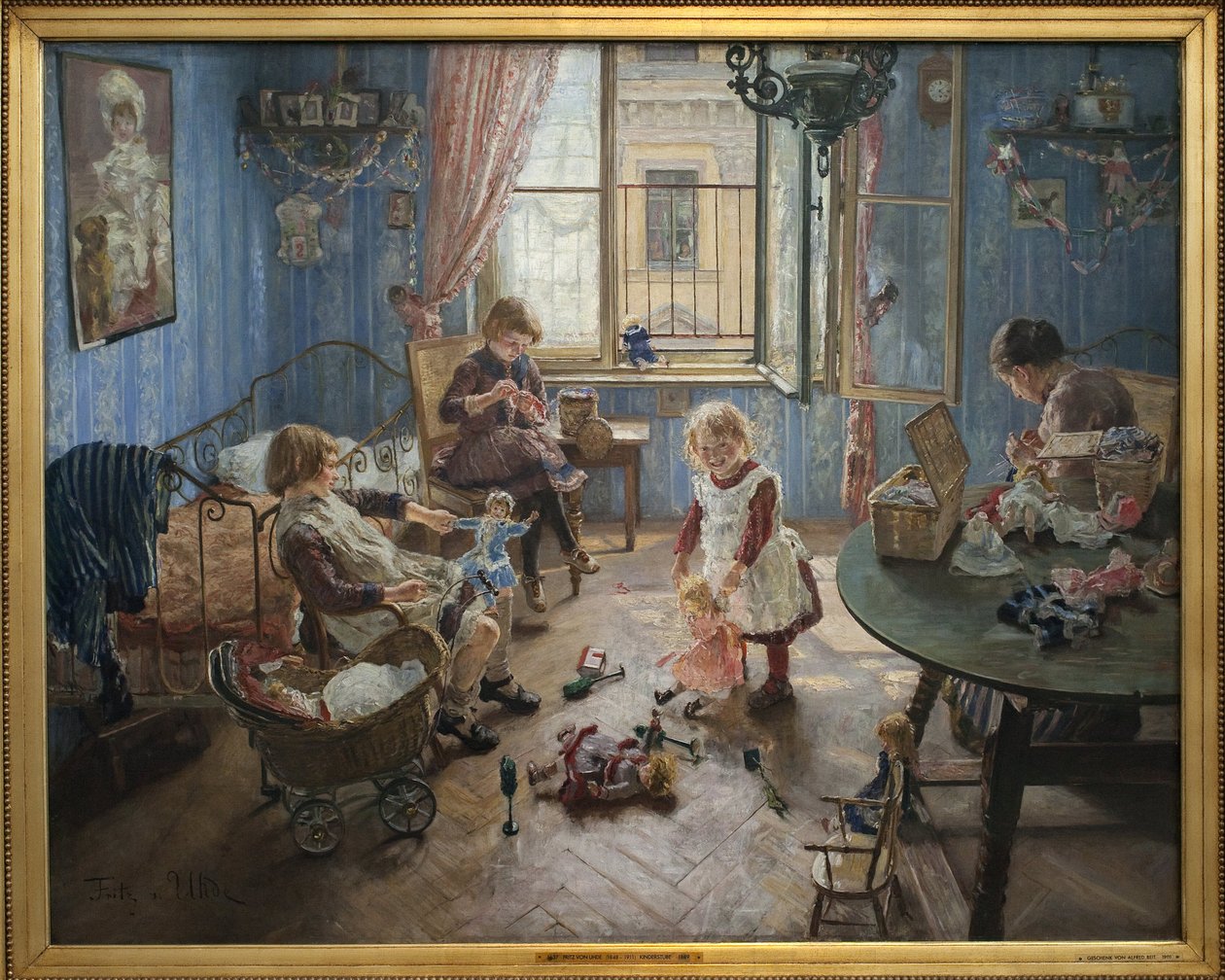 Óvoda. Fritz von Uhde (1848-1911) festménye, olaj, vászon alkotó: Fritz von Uhde