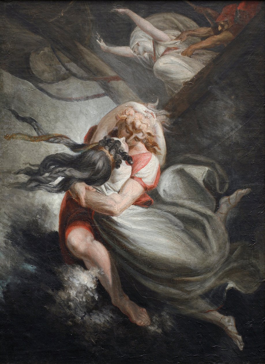 Amanda Rezia Huonnal a tengerbe veti magát, Fatime-t erőszakkal visszatartják, 1804-1805. alkotó: Füssli