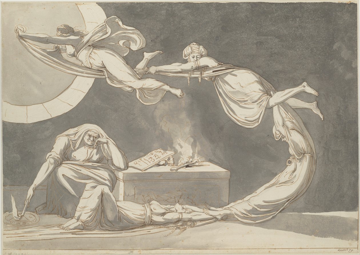Varázslatos jelenet boszorkánnyal az oltárnál, 1779. alkotó: Füssli