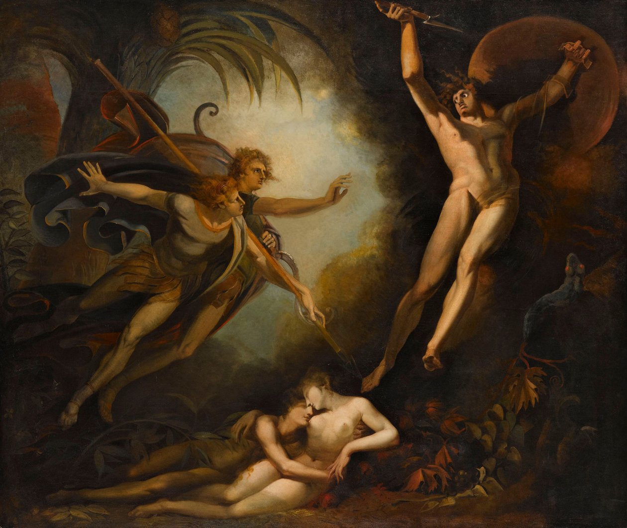 Sátán indul, Ithuriel lándzsája érinti, 1779. alkotó: Füssli