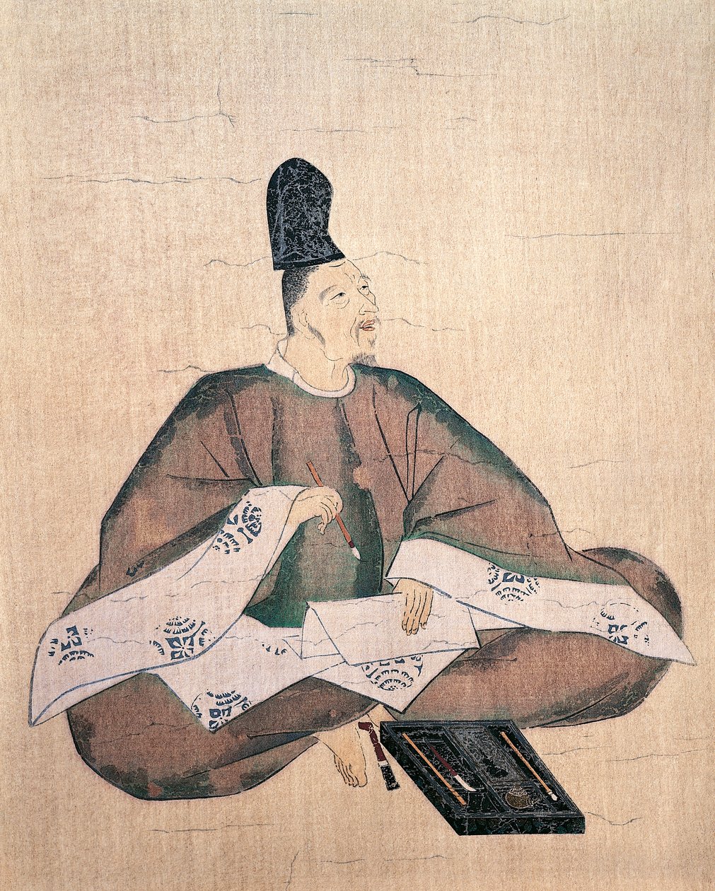 Po RT jön t költő t Yamabe vörös embere, t rib és d és Fujiwara Nobumasa (1176 vagy 1177-1265), Japán, Japán, Japán, Shibi Sachine alkotó: Fujiwara  Nobuzane