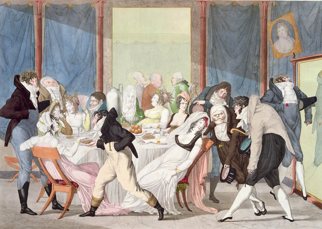 Egy párizsi teadélután, 1800 körül alkotó: Fulchran Jean Harriet